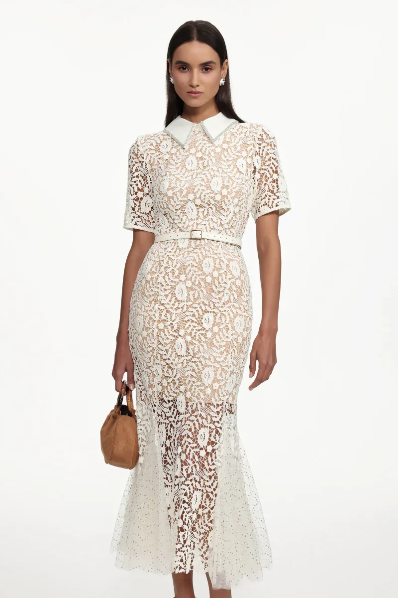 Vestido Maxi Selly em Renda com Detalhes em Strass