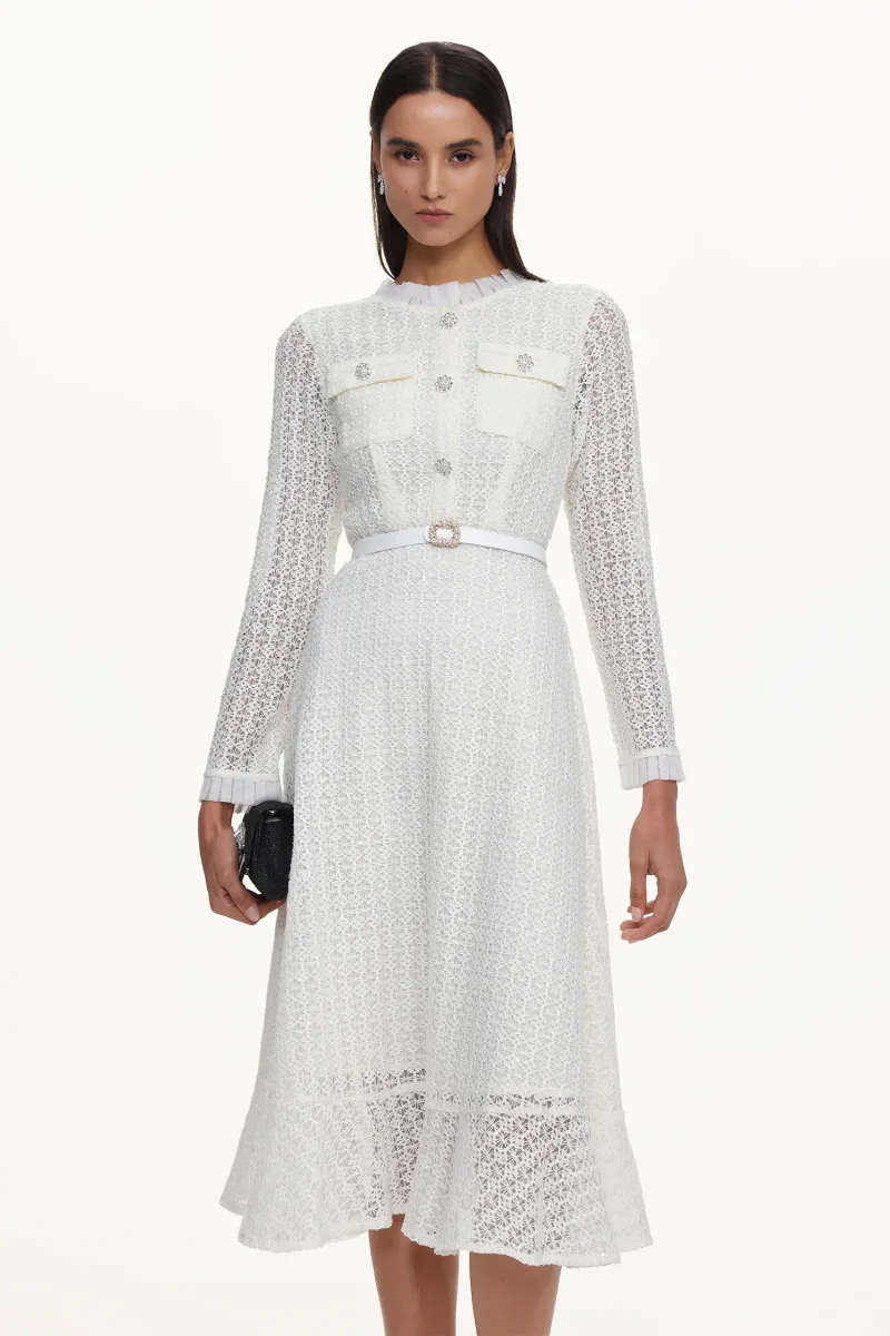 Vestido Maxi Deme Elegante com Manga Longa e Strass