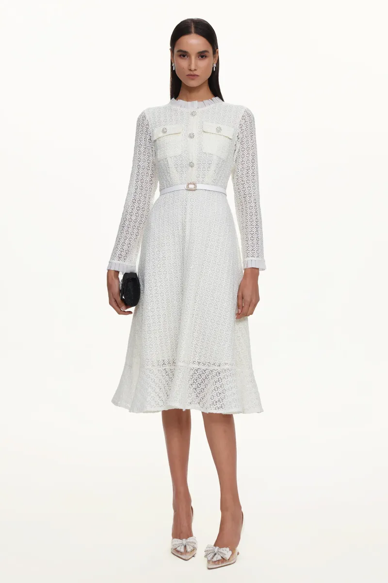Vestido Maxi Deme Elegante com Manga Longa e Strass