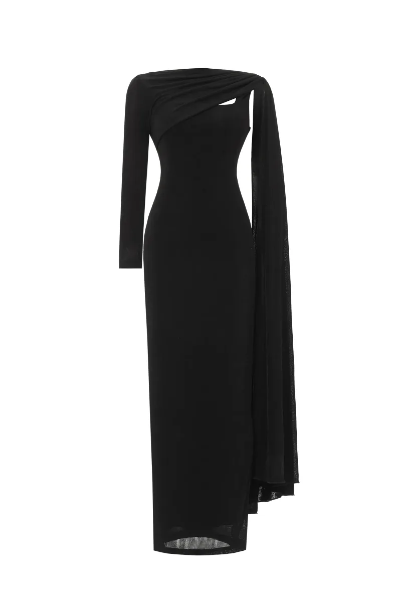 Vestido Maxi Louxia com Cabo Assimétrico Ombro Único