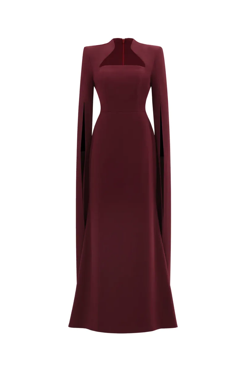 Vestido Maxi Werko com Decote Quadrado Capa Tecida