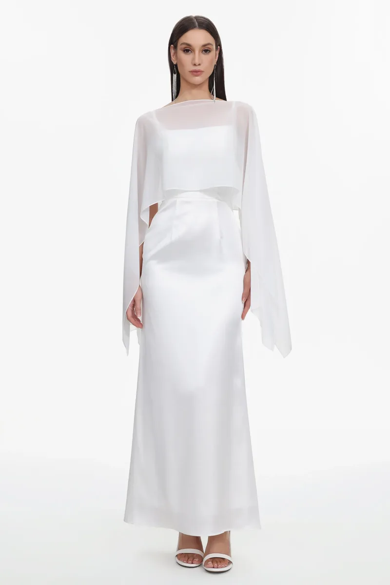Vestido Maxi Sinai em Chiffon Fluido Sem Mangas