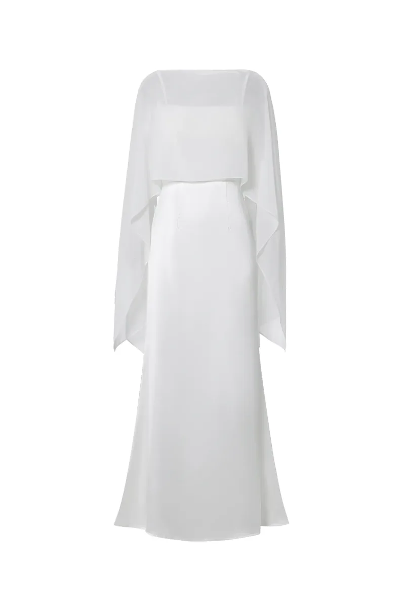 Vestido Maxi Sinai em Chiffon Fluido Sem Mangas
