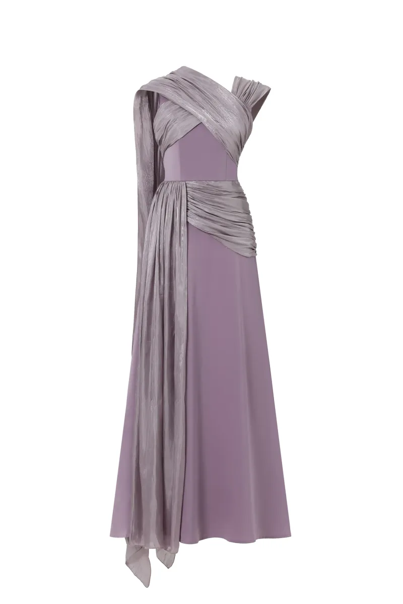 Vestido Maxi Rebekah em Chiffon com Pregas