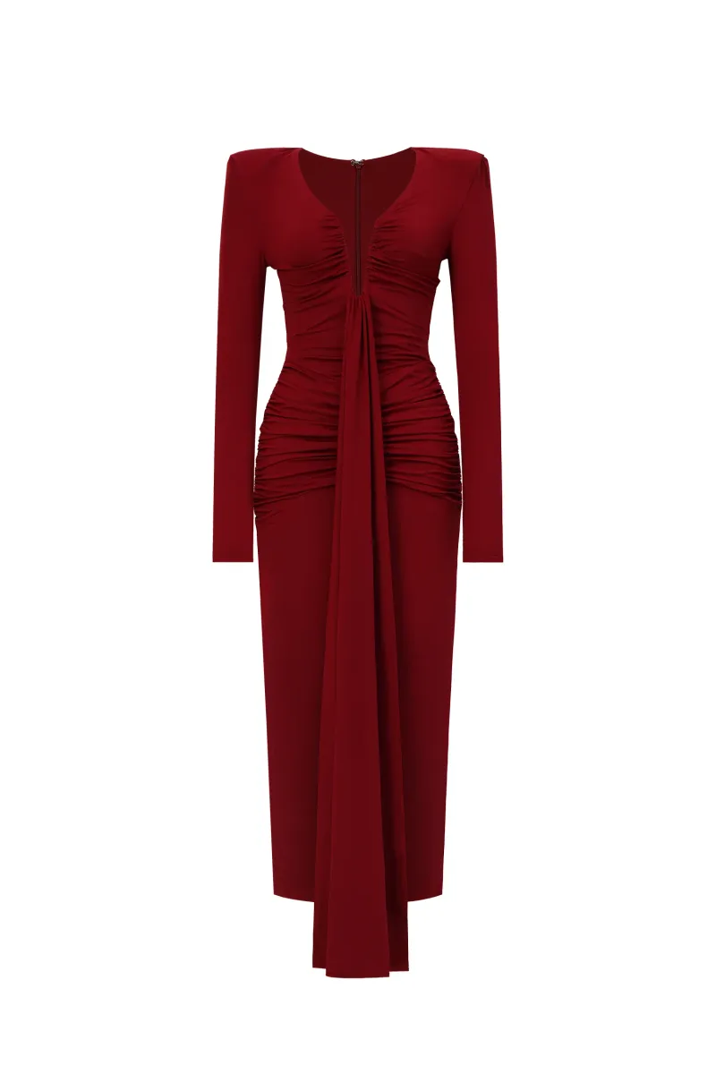 Vestido Maxi Dixie Decote V Profundo Manga Longa