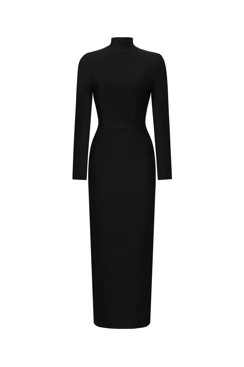 Vestido Maxi Bandage Easton Clássico Gola Alta Manga Longa