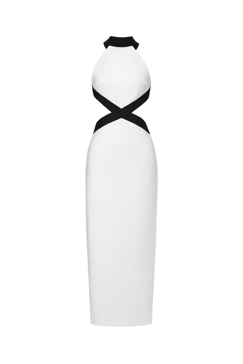 Vestido Maxi Pako com Decote Vazado e Efeito Bandagem