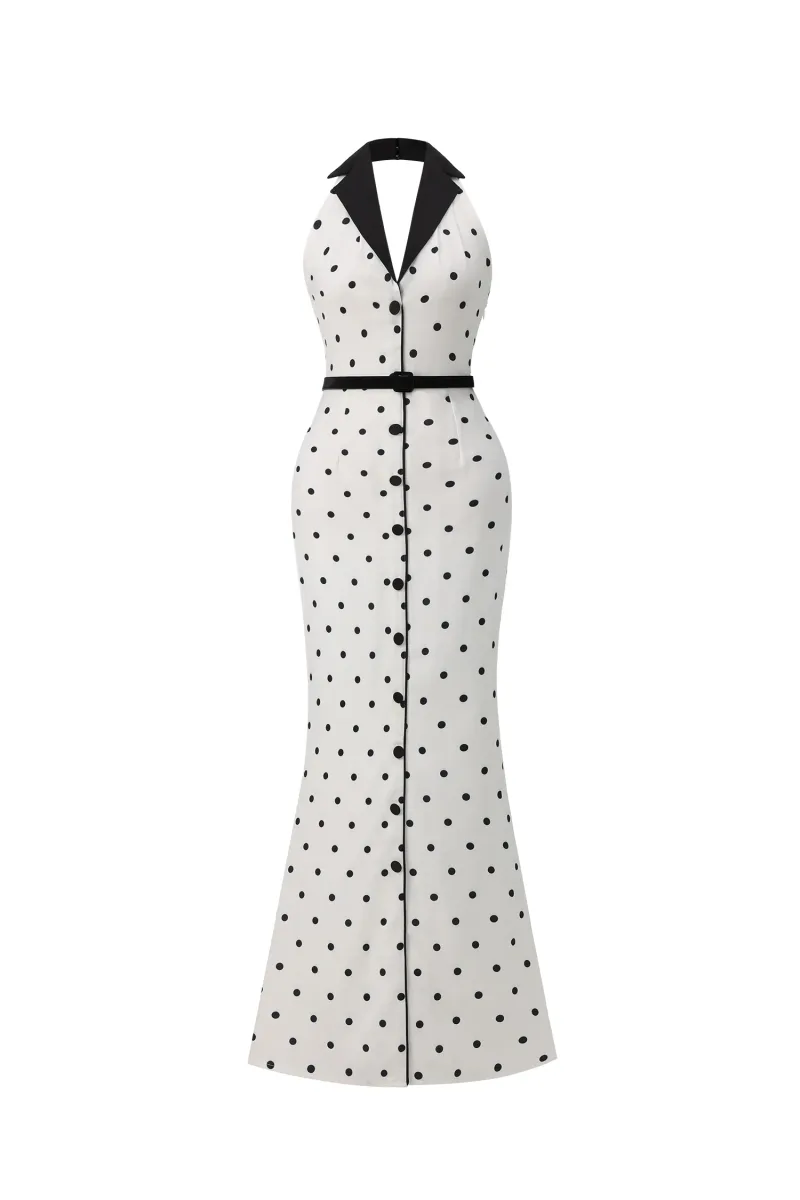 Vestido Maxi Daryl com Gola em V e Poá