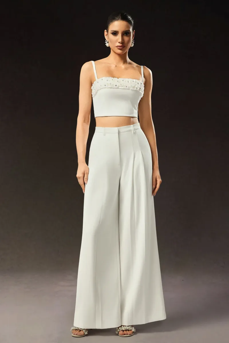 Conjunto Zaysha sem Mangas com Flor Diamante e Comprimento Maxi