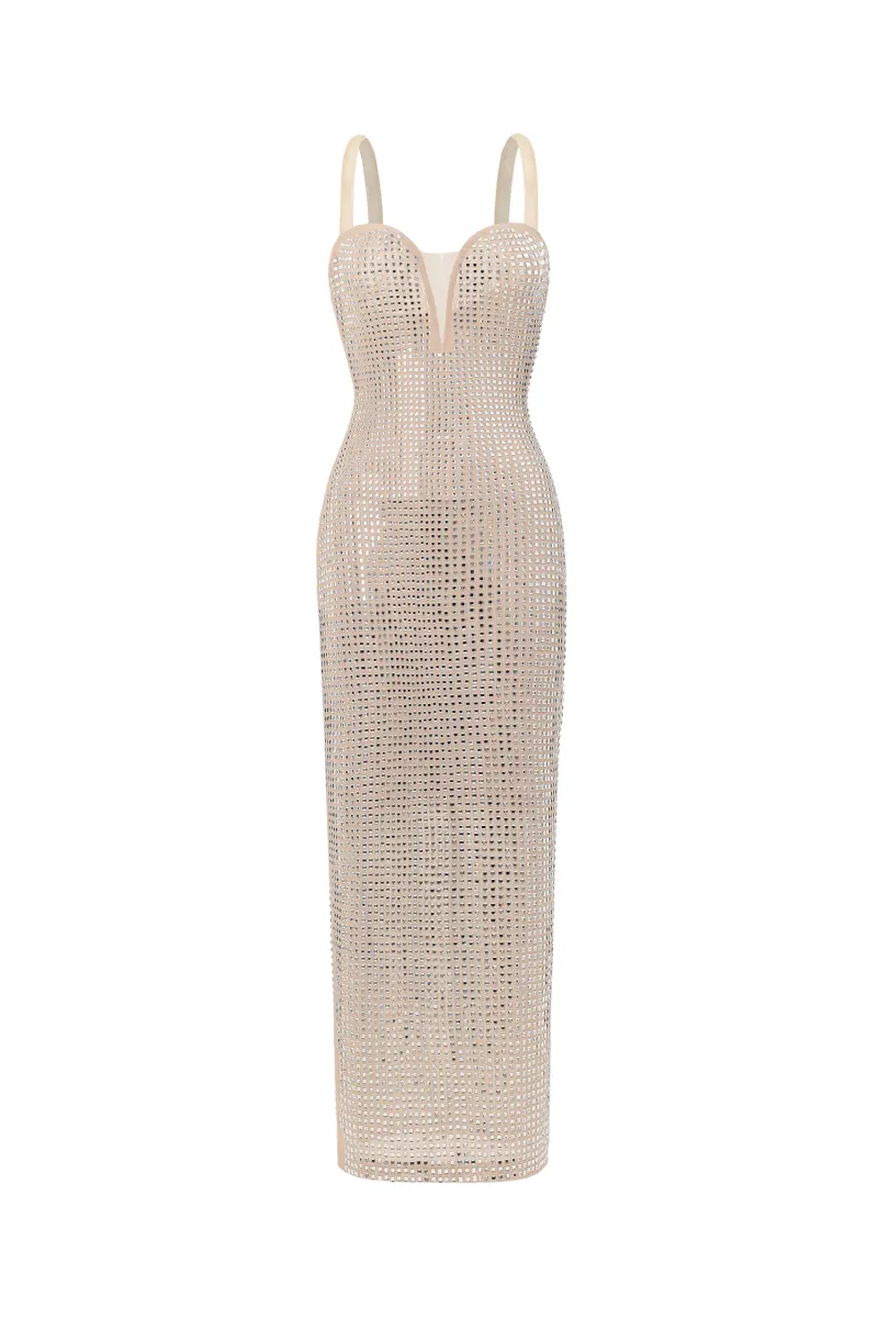 Vestido Midi Logan sem Mangas com Flor Diamante