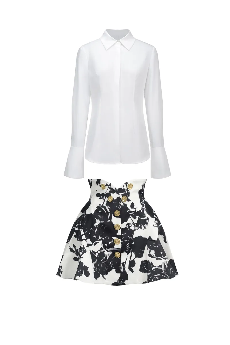 Conjunto Eithne Duas Peças com Estampa e Manga Longa