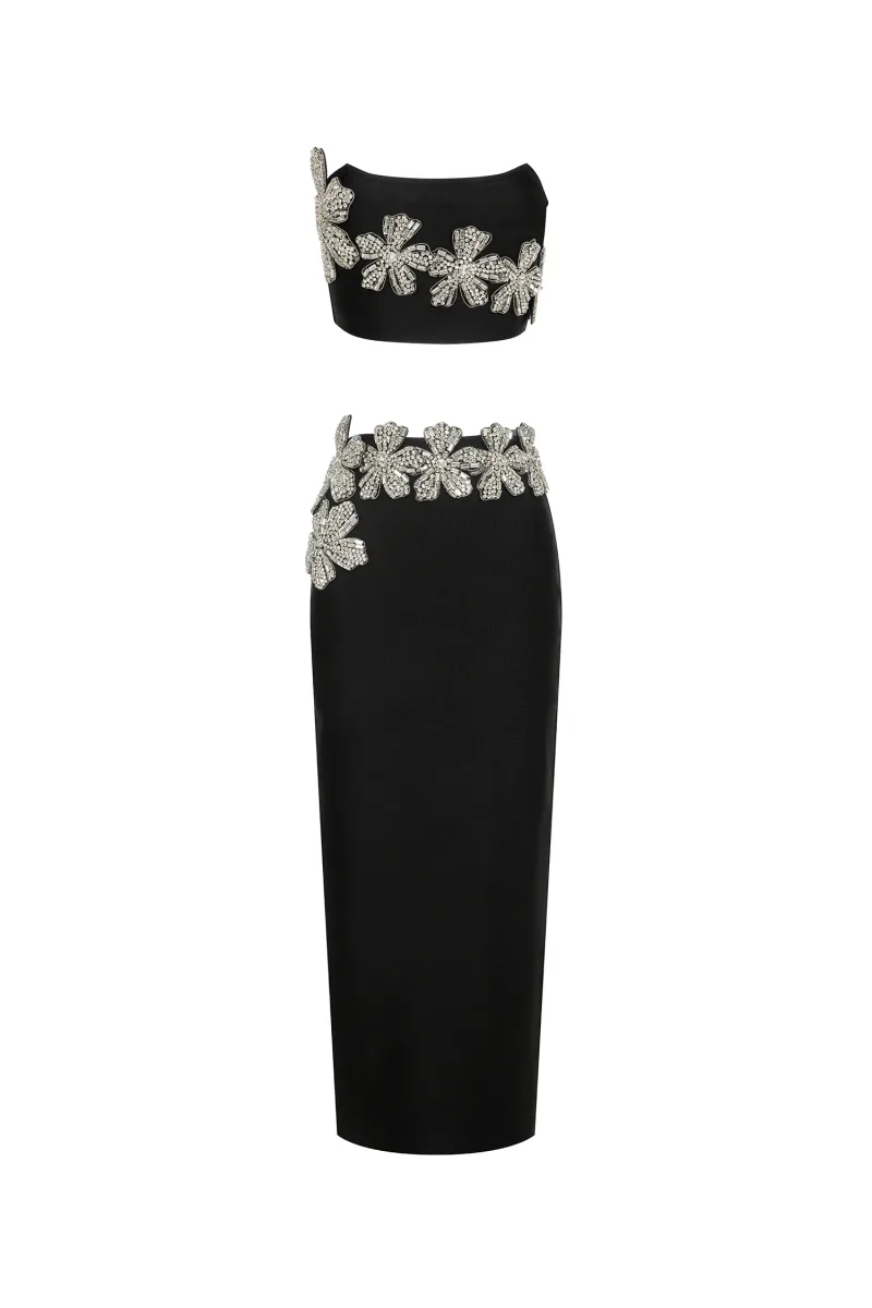 Co-ord Eleganza Flores com Diamantes Bandage