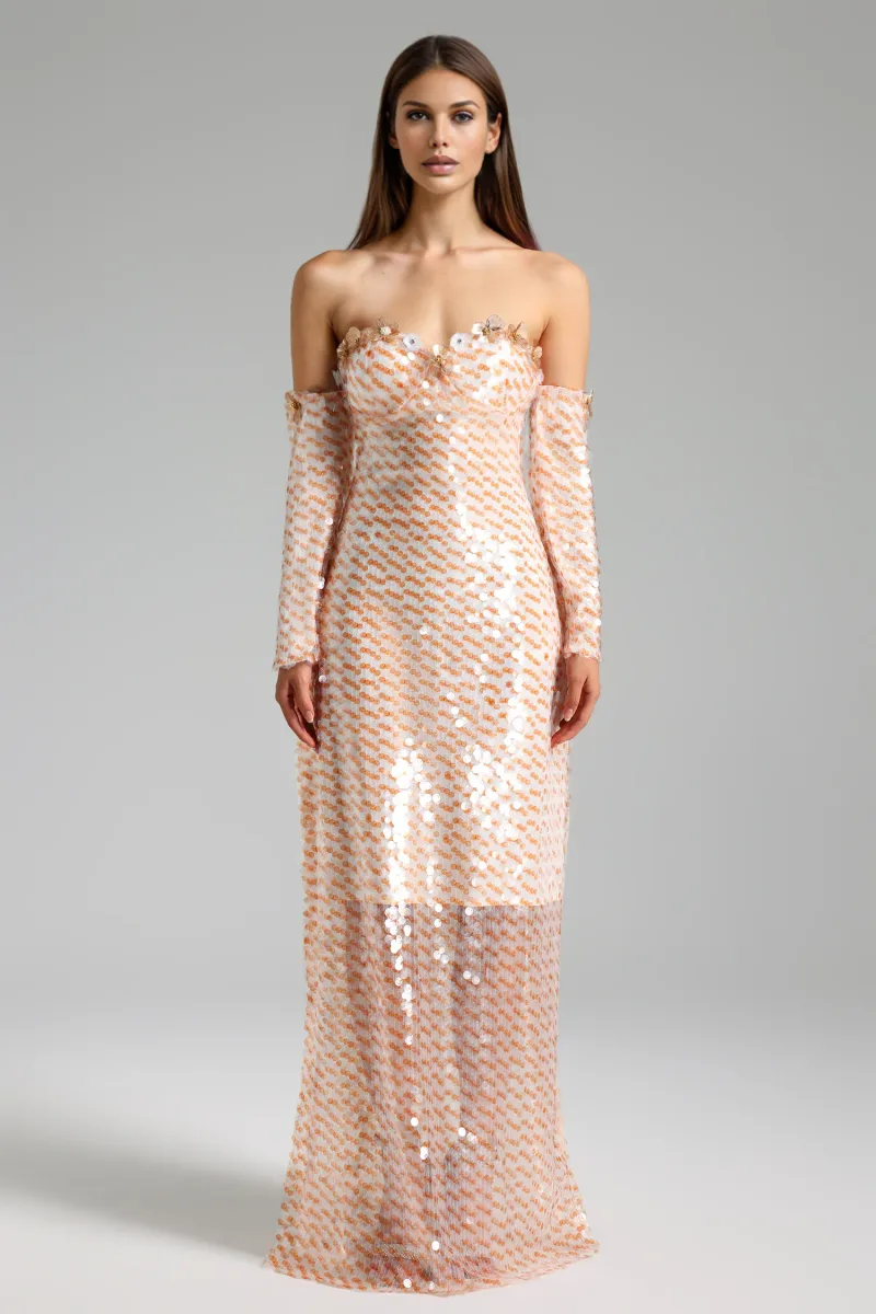 Vestido Midi Ferean com Flores Tubinho