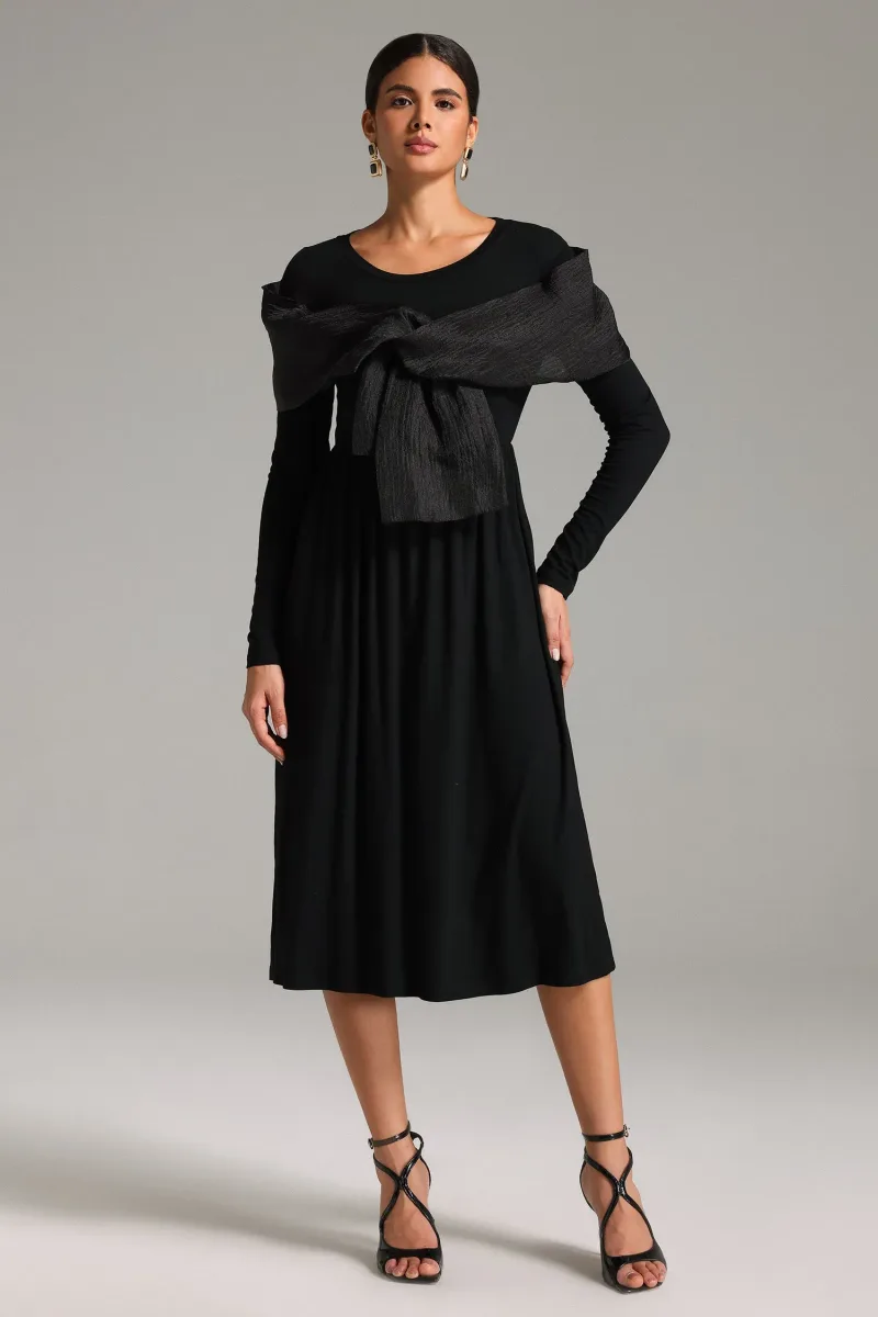 Vestido Tanisha com Detalhes em Patchwork e Laço