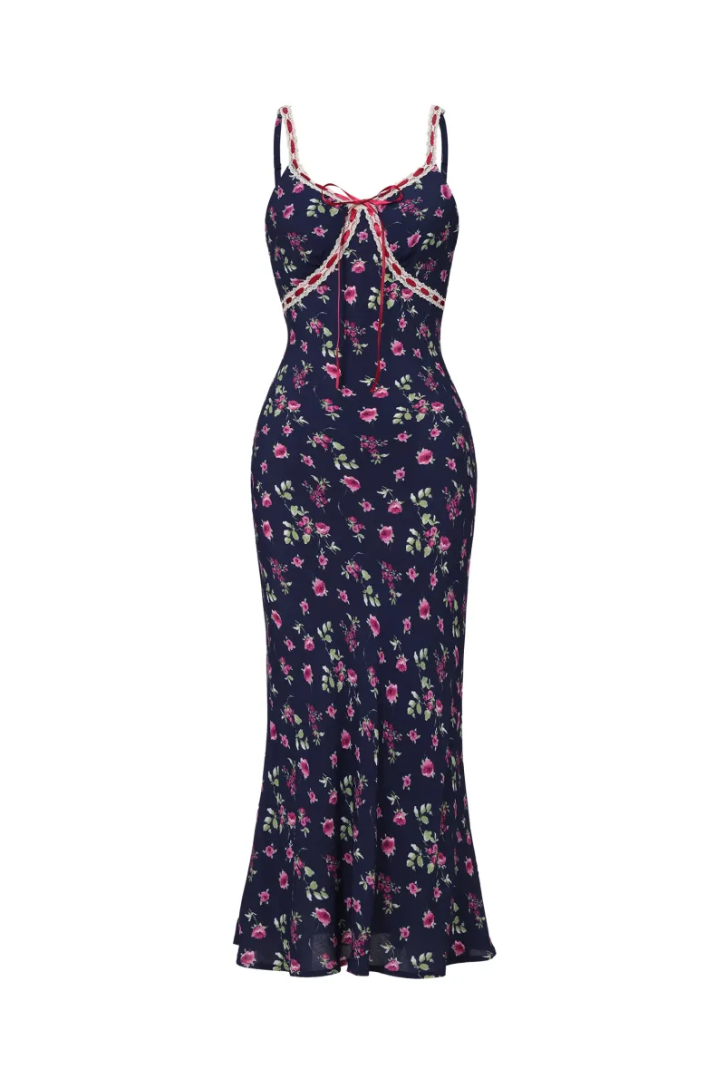 Vestido Midi Verney com Estampa Floral e Halter