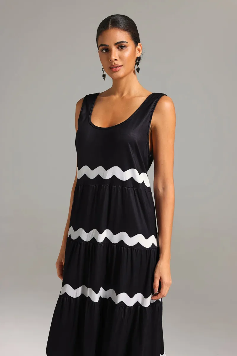 Vestido Maxi Kavaza Sem Mangas com Listras