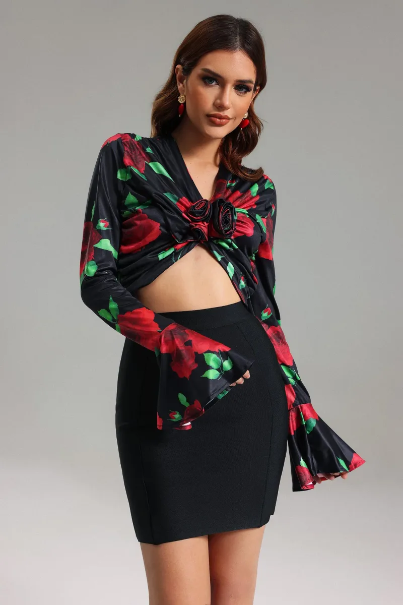 Top Estampado Fern com Manga Sino