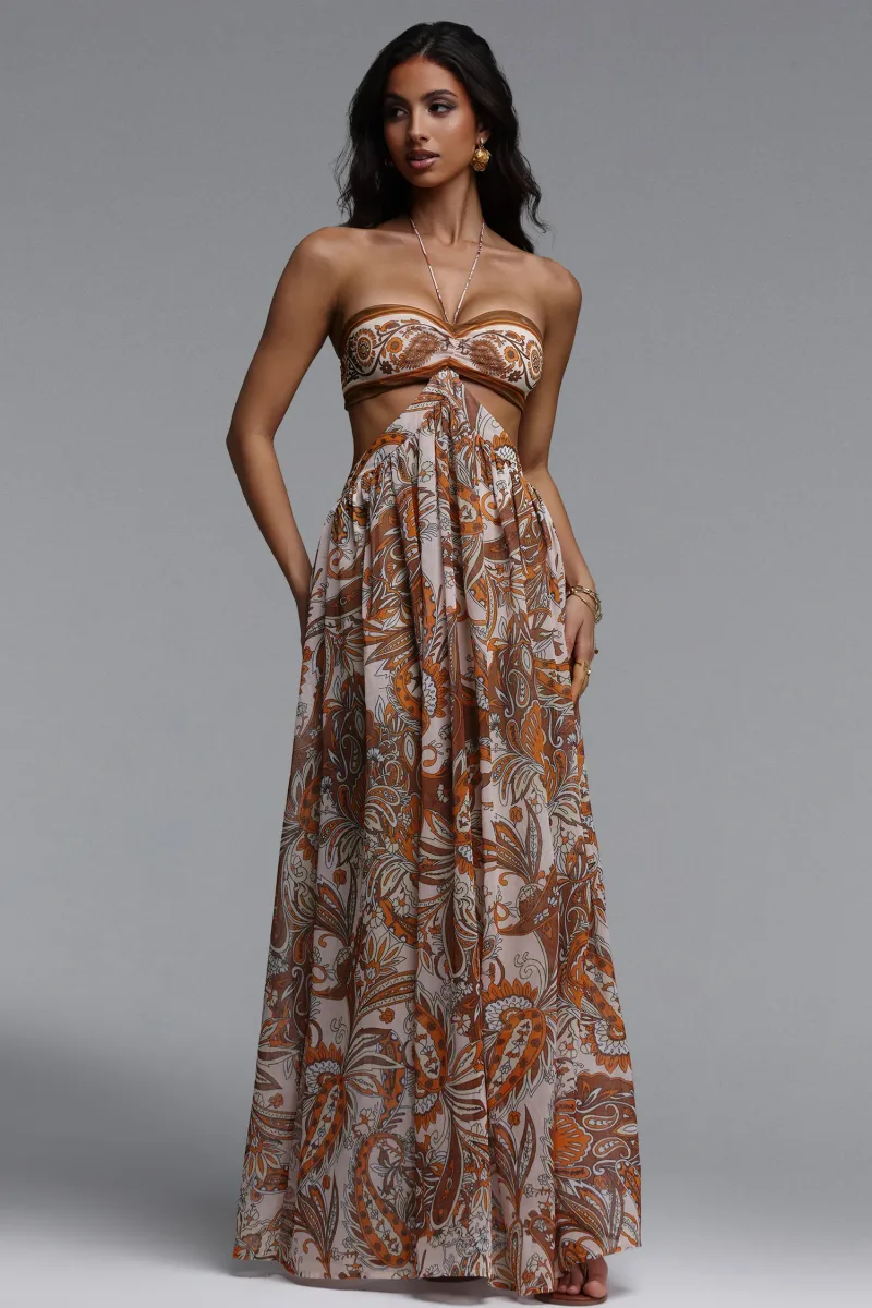 Vestido Longo Polasa Resort em Chiffon com Estampa Floral