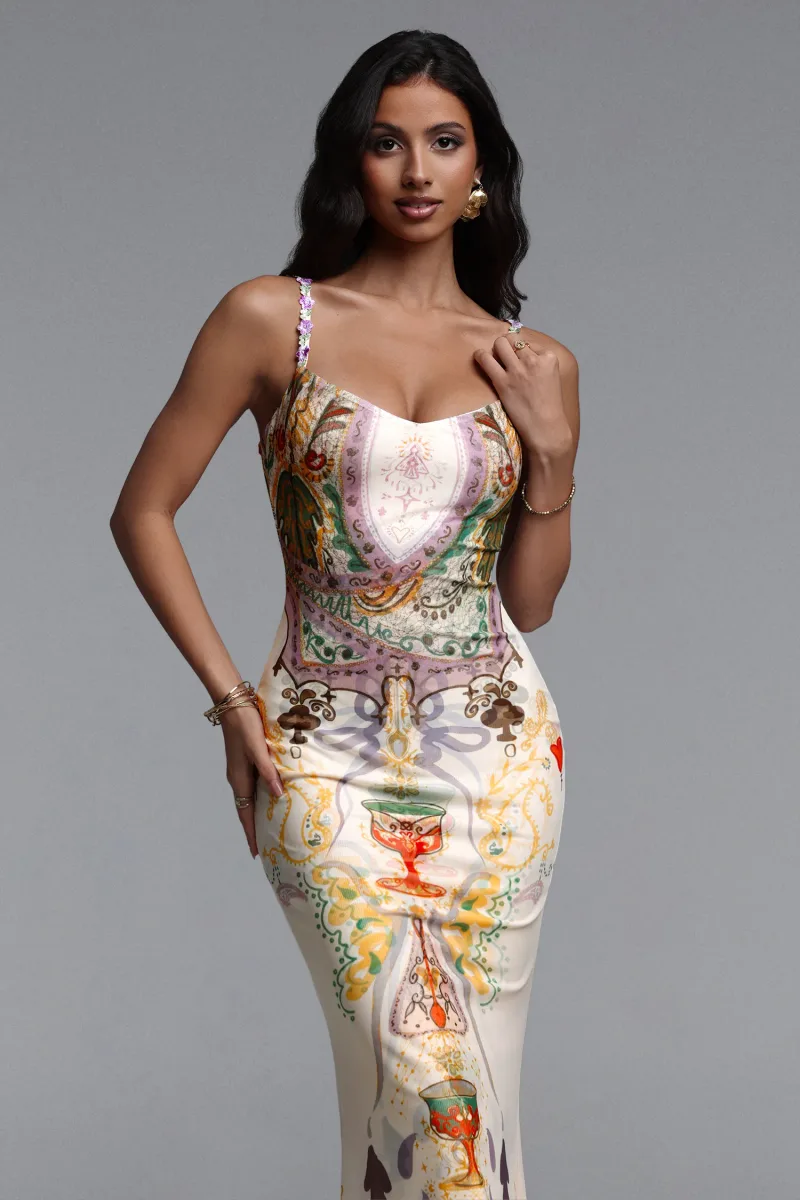 Vestido Xapana Resort Sem Mangas com Tule e Mesh Midi