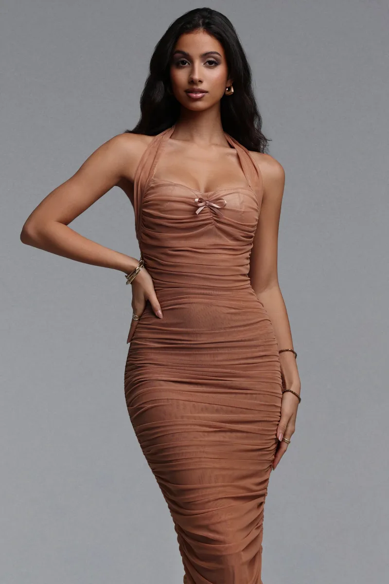 Vestido Maxi Eiffel com Mesh Franzido