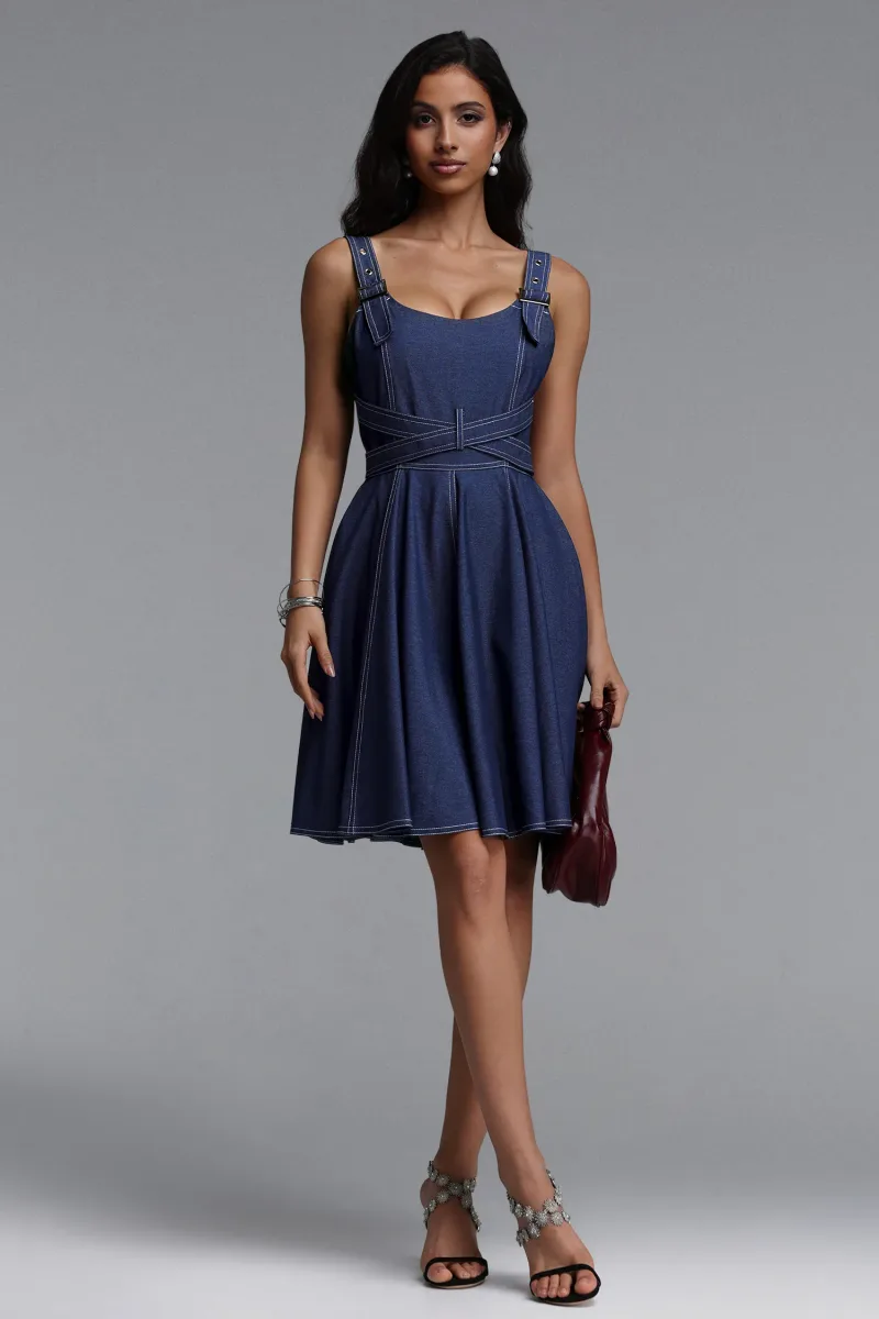 Vestido Jeans Mini Lanla Sem Mangas