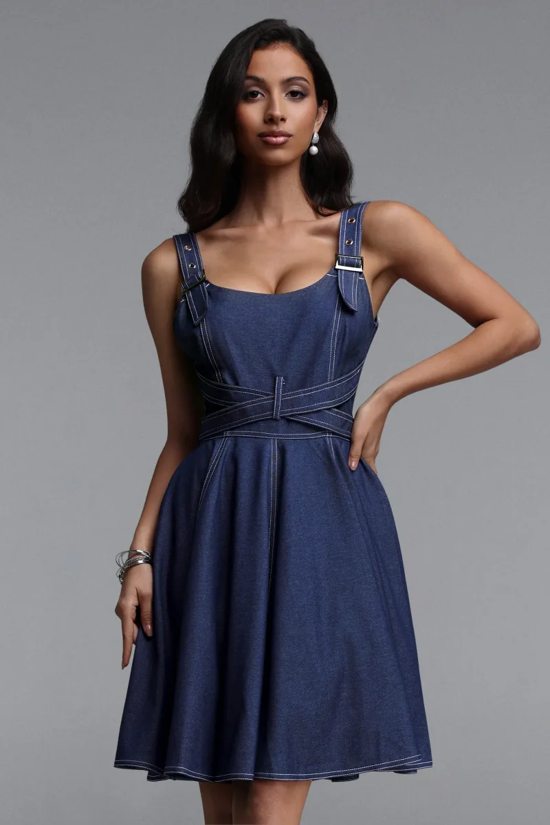 Vestido Jeans Mini Lanla Sem Mangas