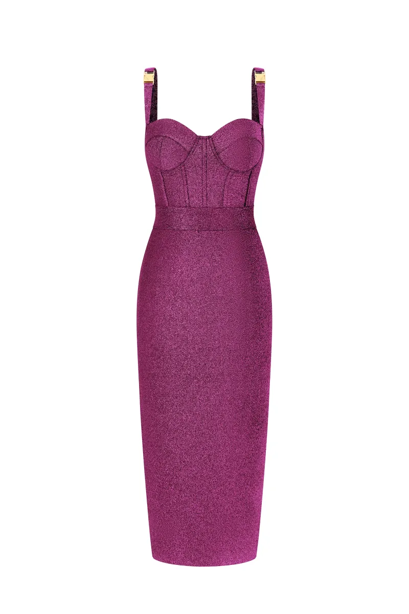 Vestido Maxi Ziriy Sem Mangas Decote em V Roxo
