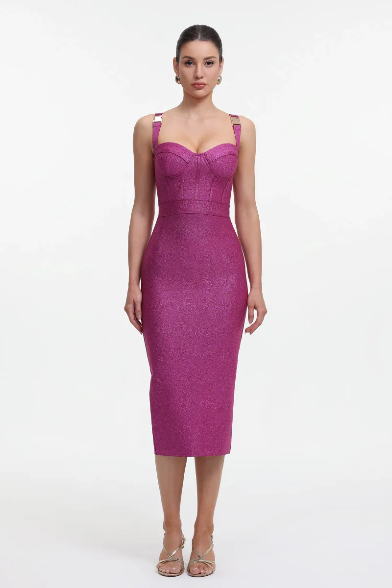 Vestido Maxi Ziriy Sem Mangas Decote em V Roxo