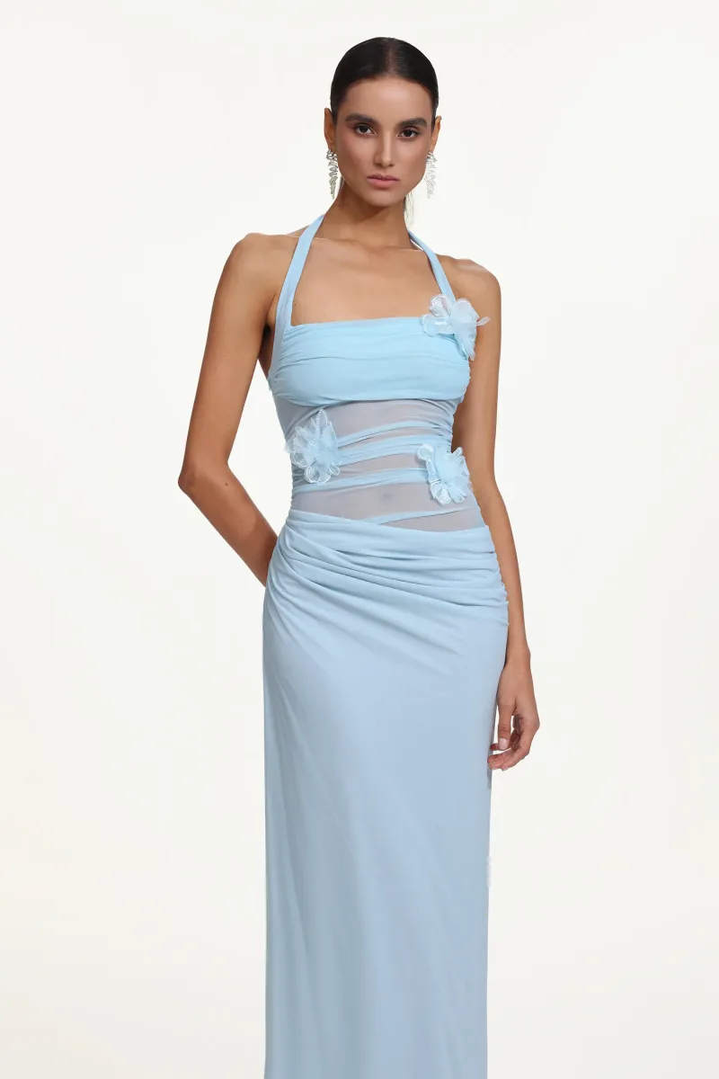 Vestido Maxi Lacava com Halter e Padronagem Floral
