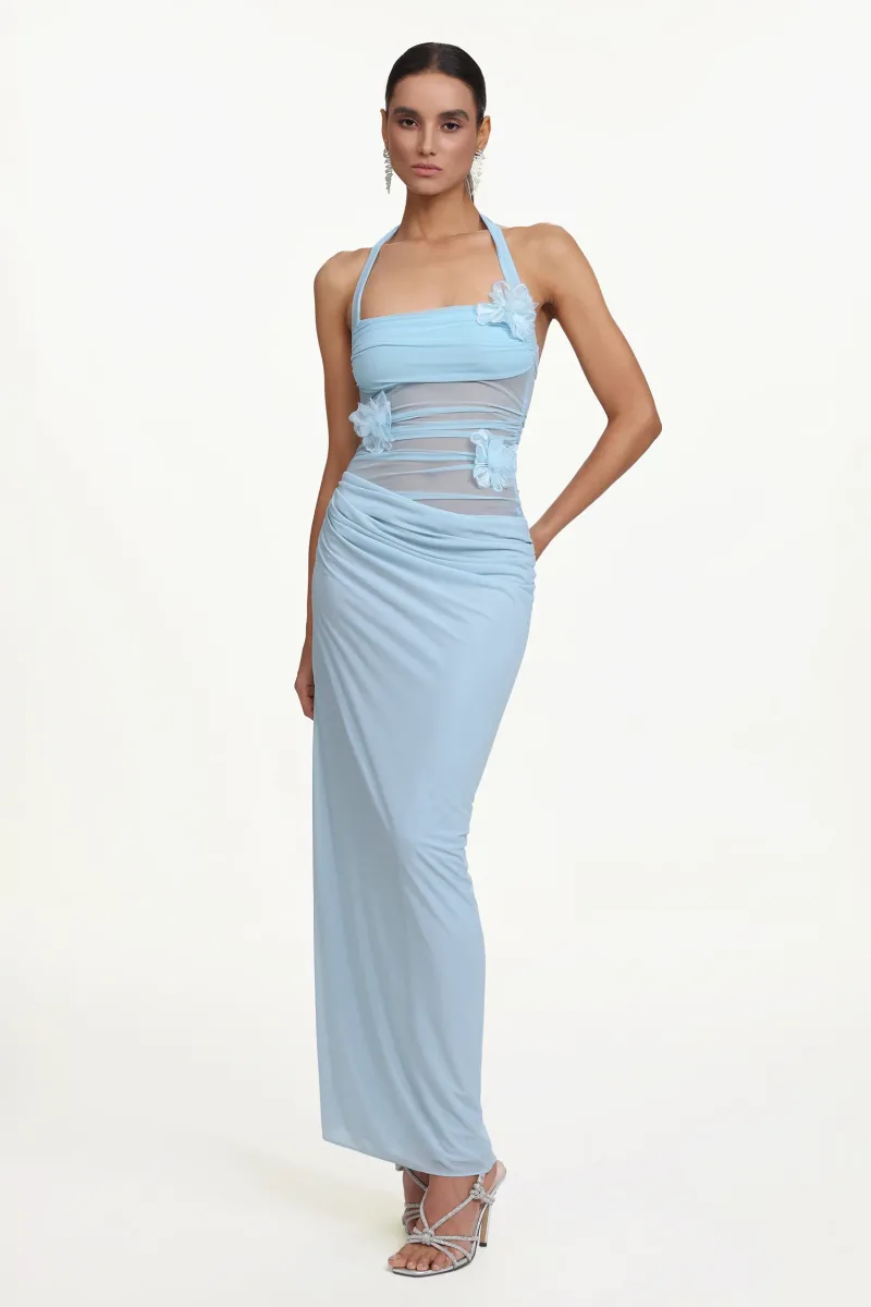 Vestido Maxi Lacava com Halter e Padronagem Floral