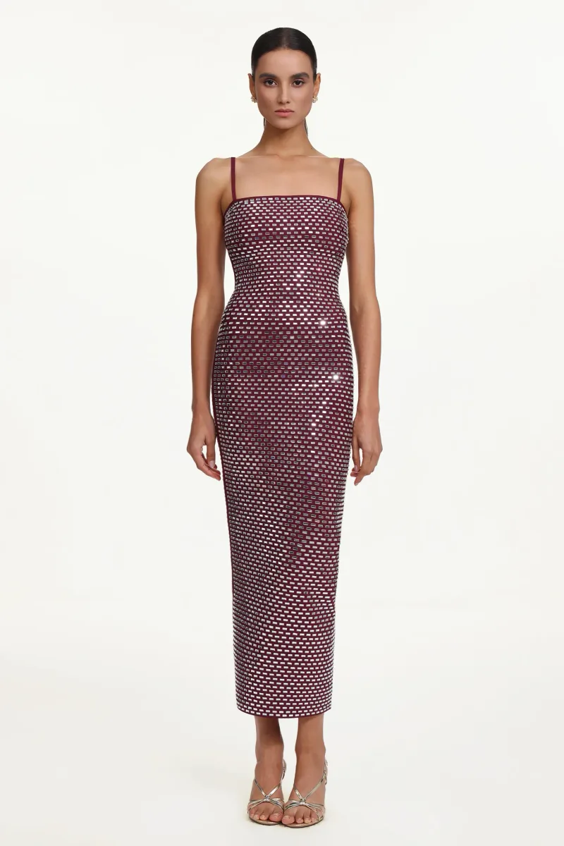 Vestido Maxi Orisy Sem Mangas com Aplicações de Cristal