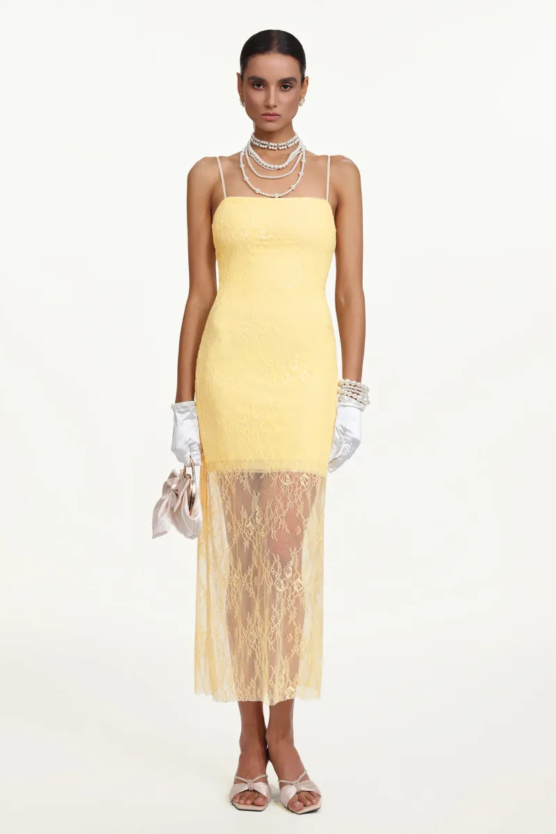 Vestido Maxi Doe Sem Mangas em Renda