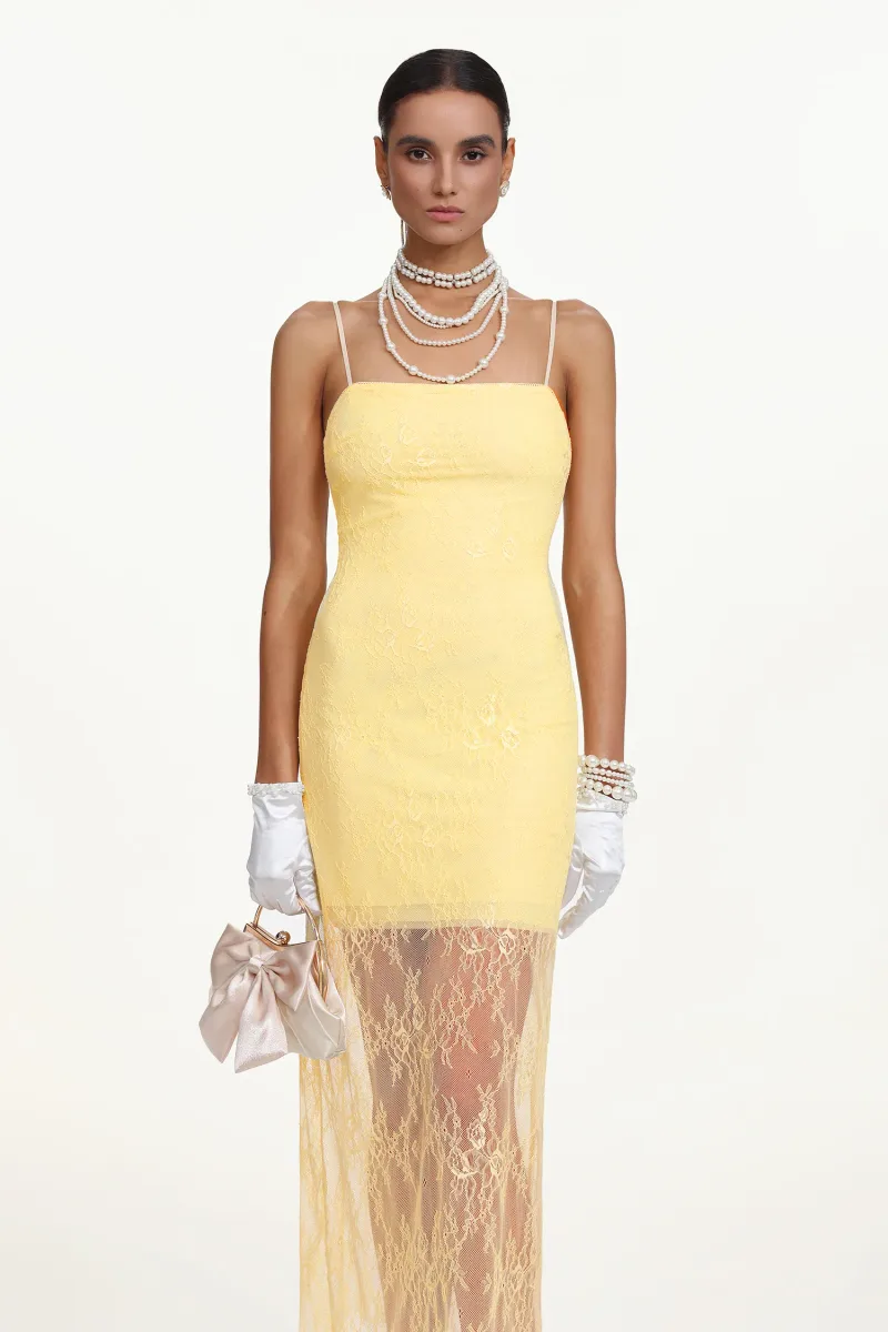 Vestido Maxi Doe Sem Mangas em Renda