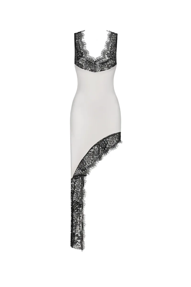 Vestido Midi Pasha sem Mangas em Renda e Bandage