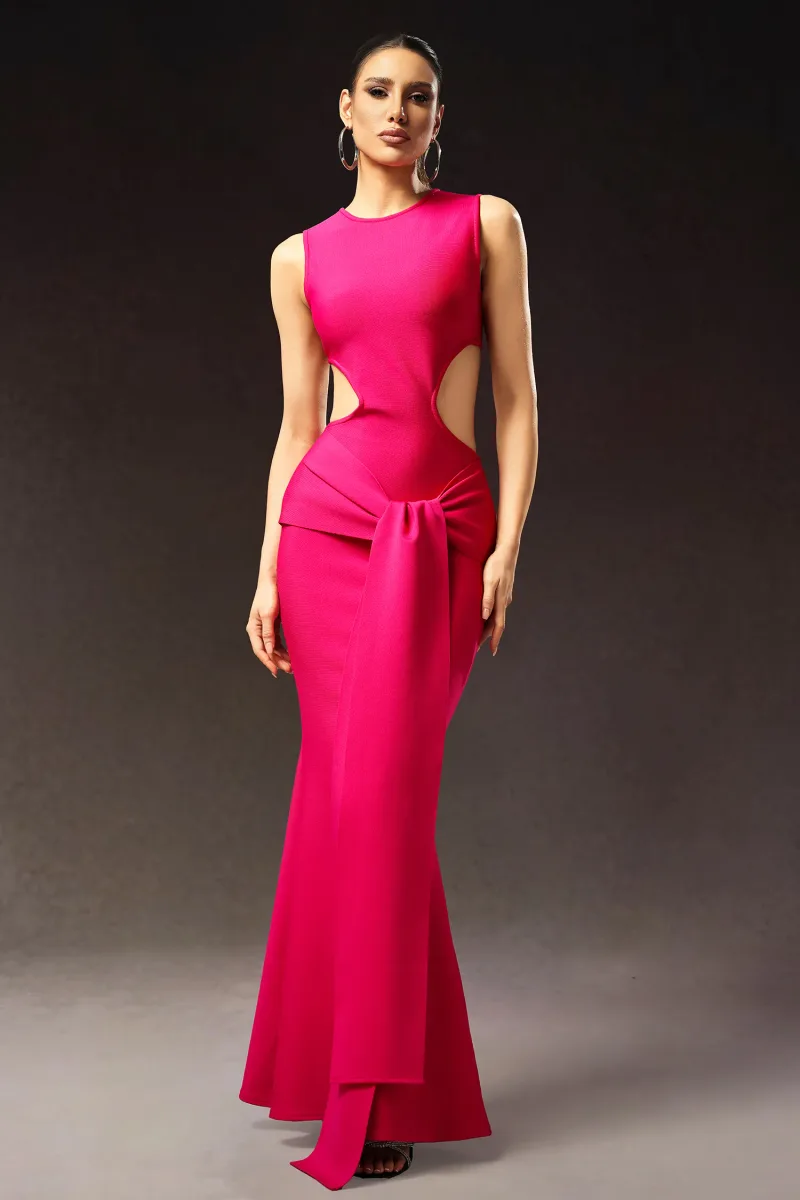 Vestido Maxi Tinnie Sem Mangas com Recortes