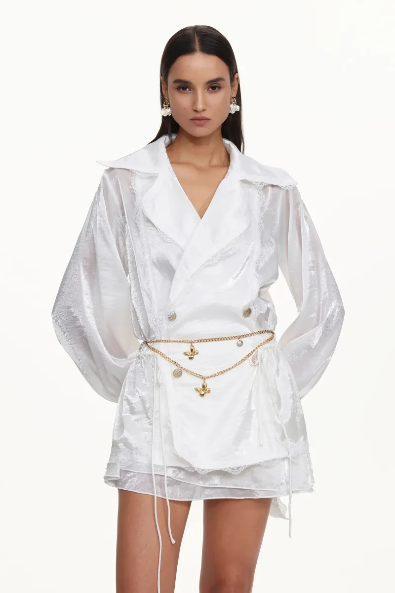Conjunto Myra: Blusa Fluida com Babado e Saia em Tecido