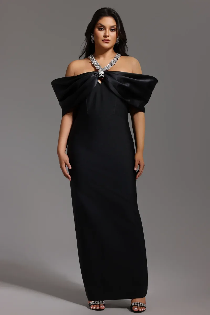 Vestido Maxi Bandage Sloan com Halter e Ombros à Mostra