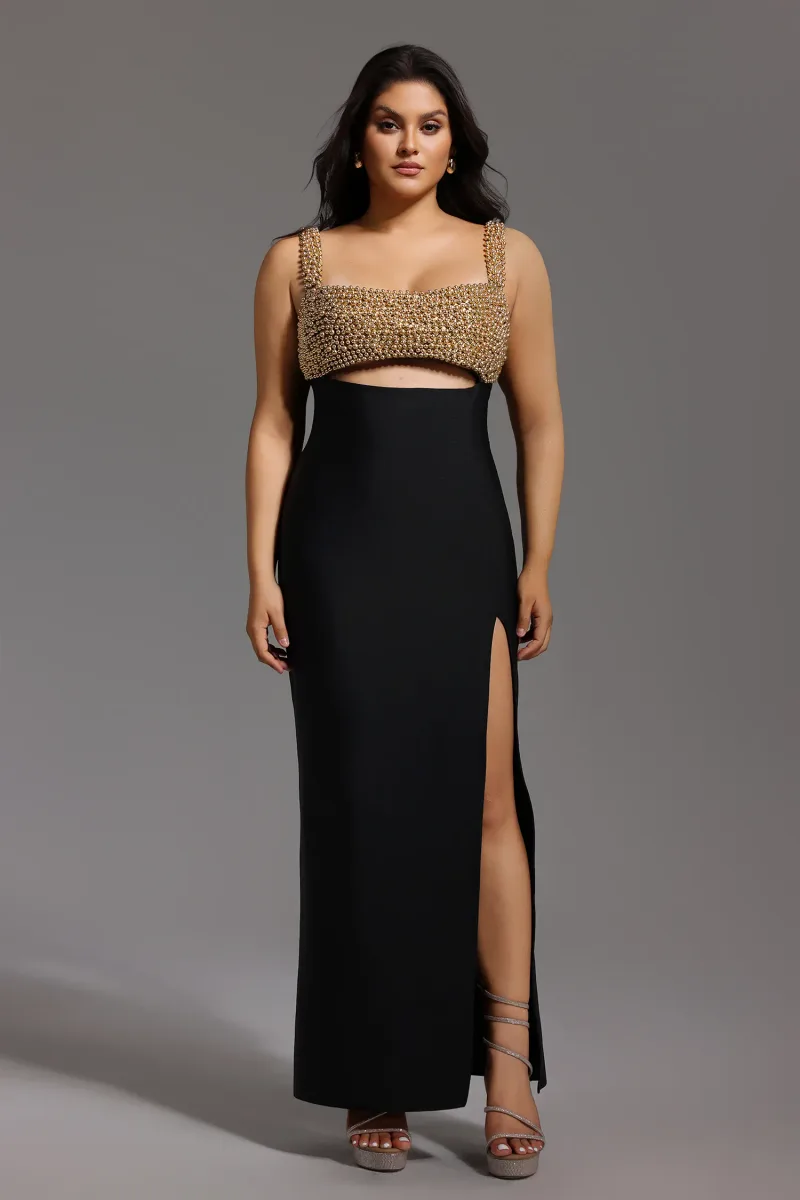 Vestido Maxi Bandage Katty sem Mangas com Abertura Lateral