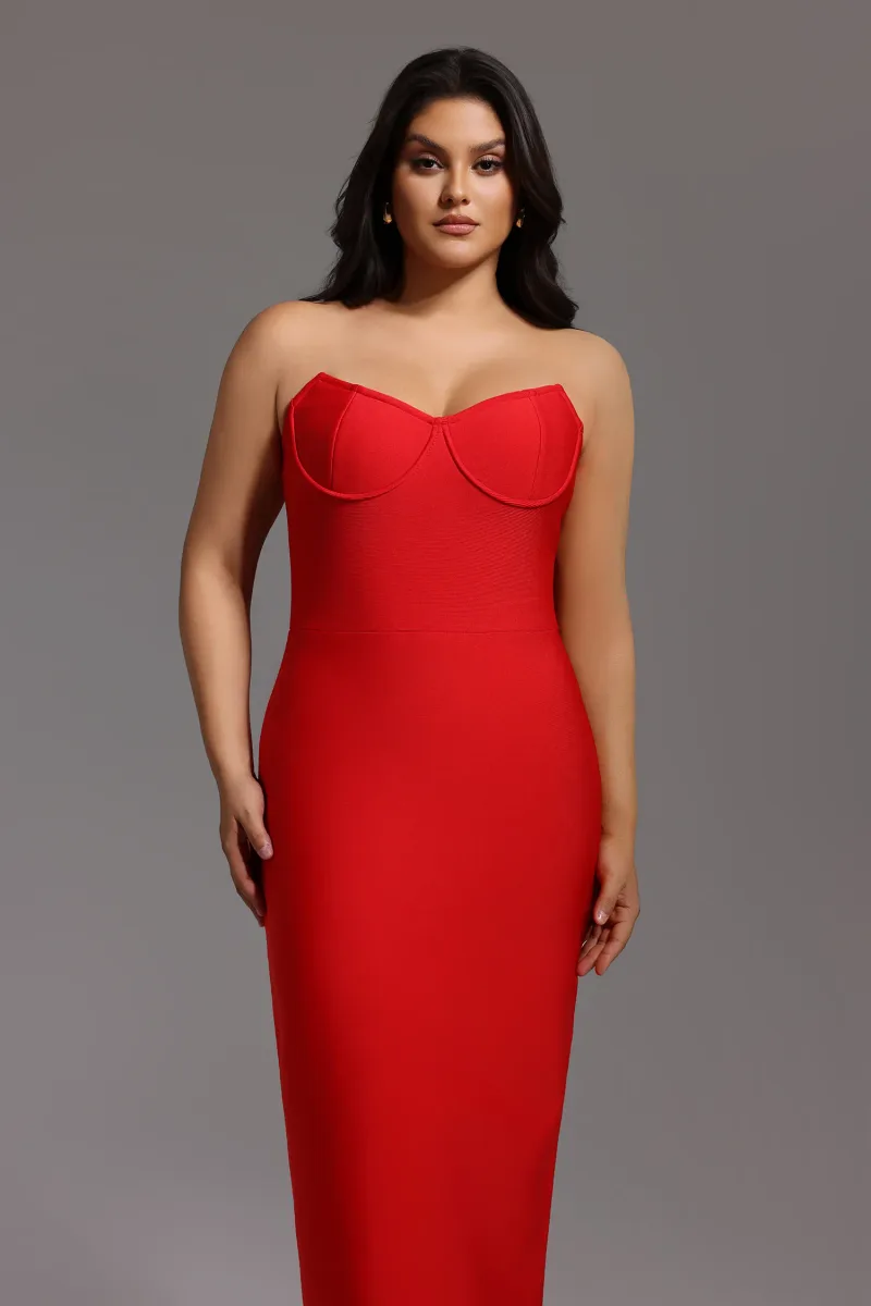 Vestido Maxi Bandage Dotte - Vermelho
