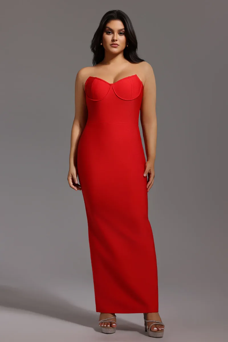 Vestido Maxi Bandage Dotte - Vermelho