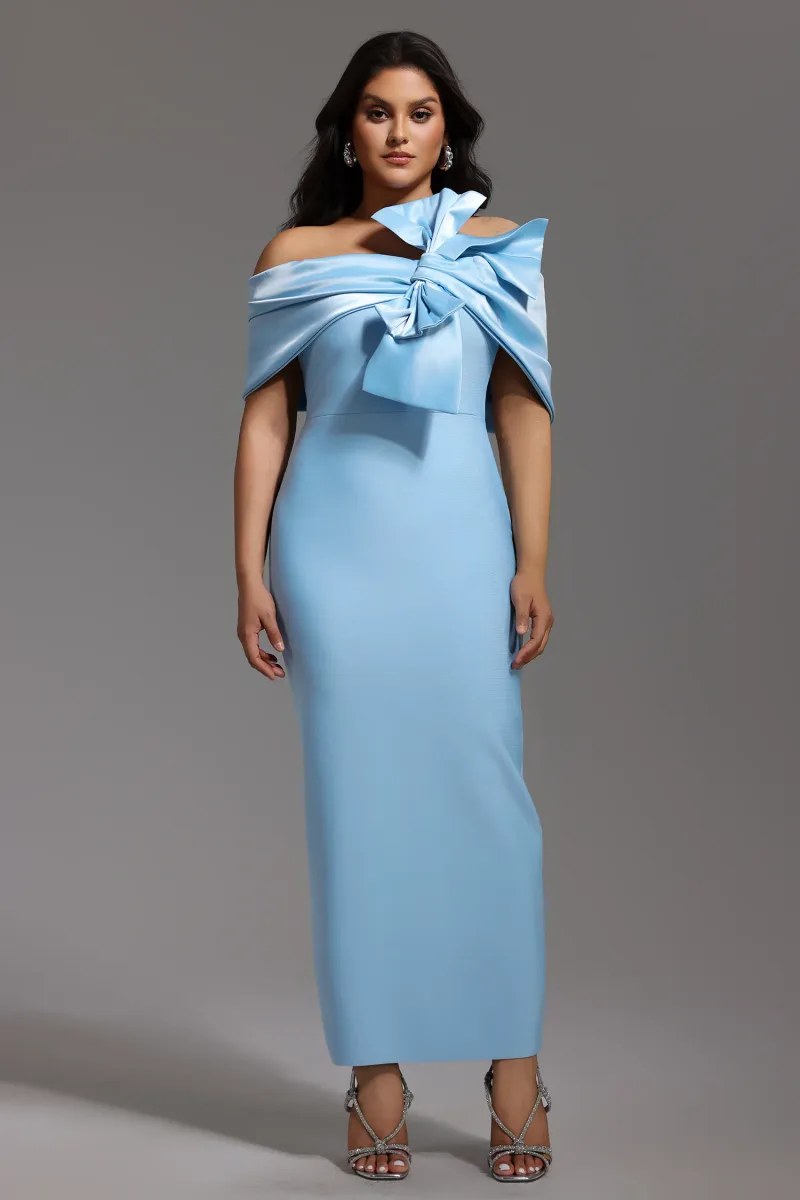 Vestido Maxi Bandage Uara com Laço Ombro a Ombro