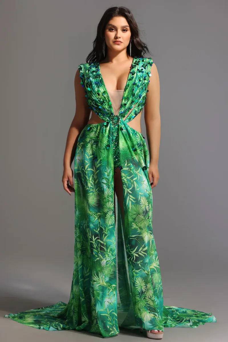 Vestido Maxi Yoland com Aplicações Bordadas