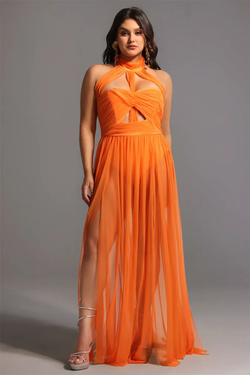 Vestido Maxi Halter Rivka com Tule