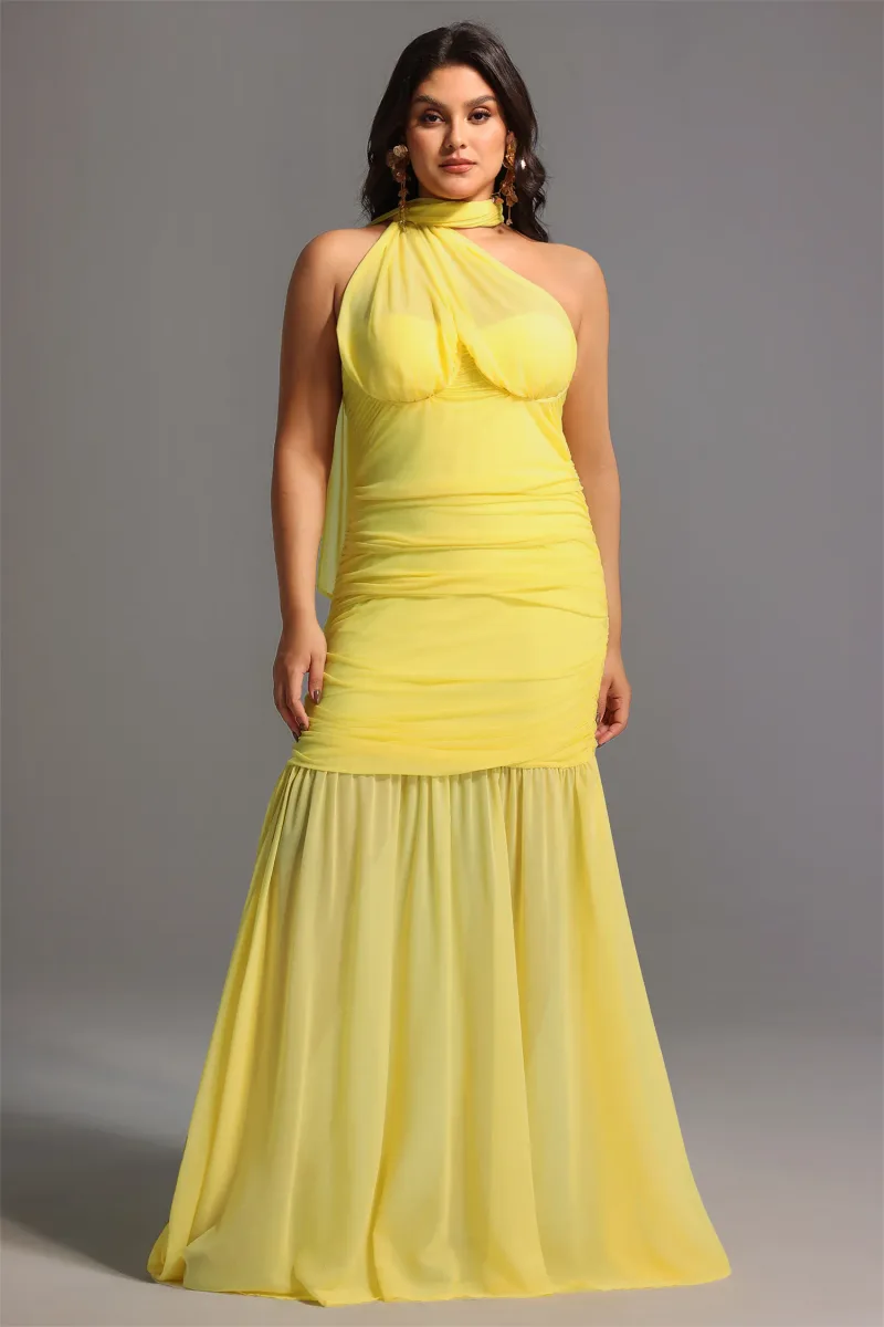 Vestido Maxi Ulasa Pregueado com Tule