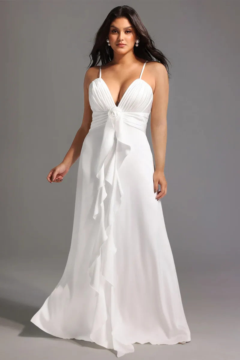 Yvonne Dress Sem Manga Decote em V Flores Maxi