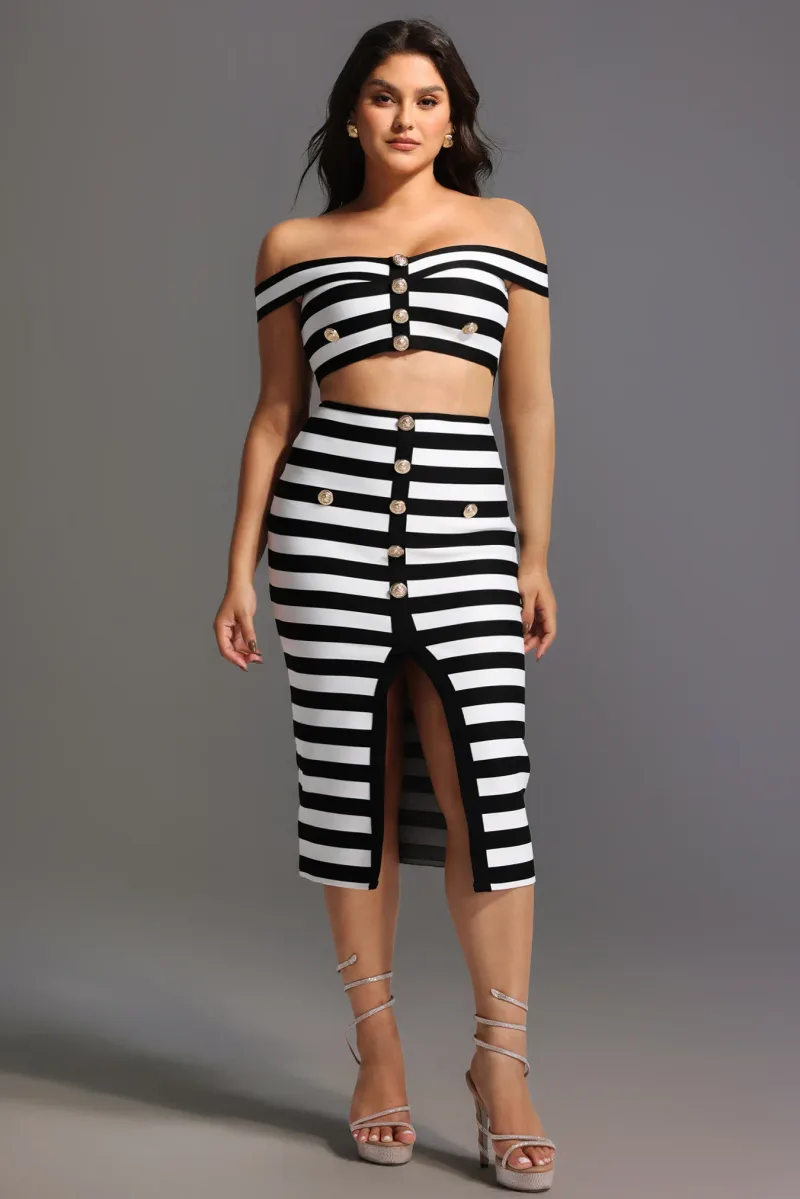 Conjunto Martha Ombro a Ombro com Recortes e Fenda