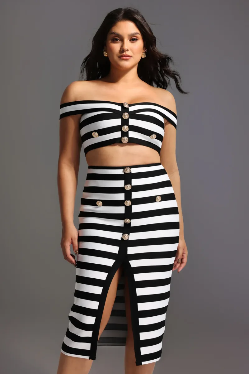 Conjunto Martha Ombro a Ombro com Recortes e Fenda