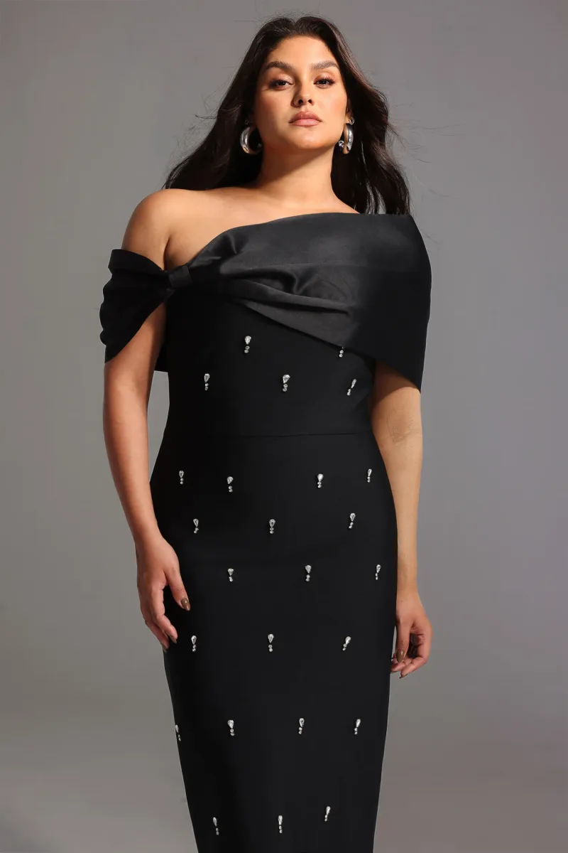 Vestido Maxi Palez com Aplicações Diamond