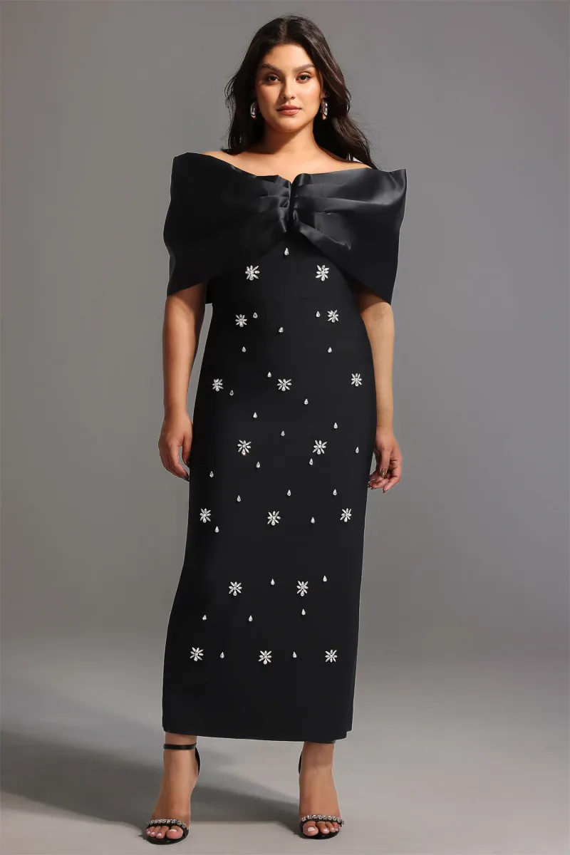 Vestido Maxi Soloma com Aplicações Diamond