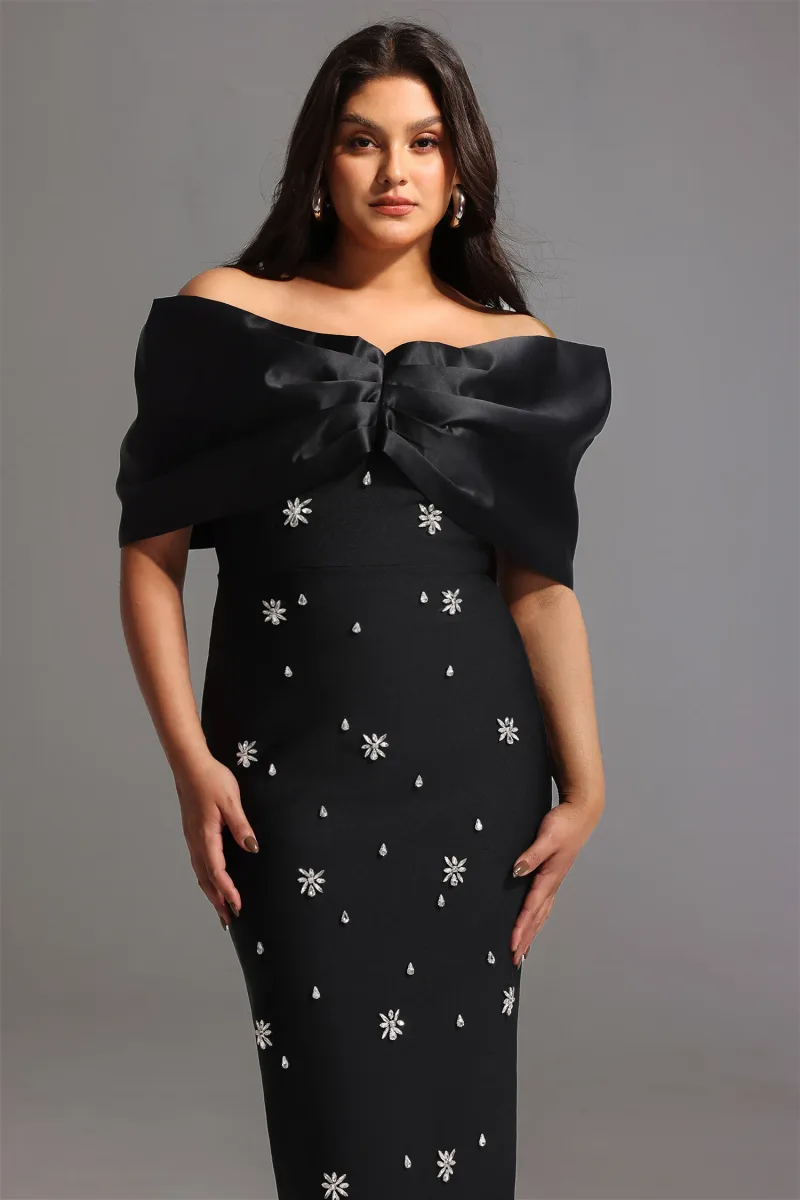 Vestido Maxi Soloma com Aplicações Diamond